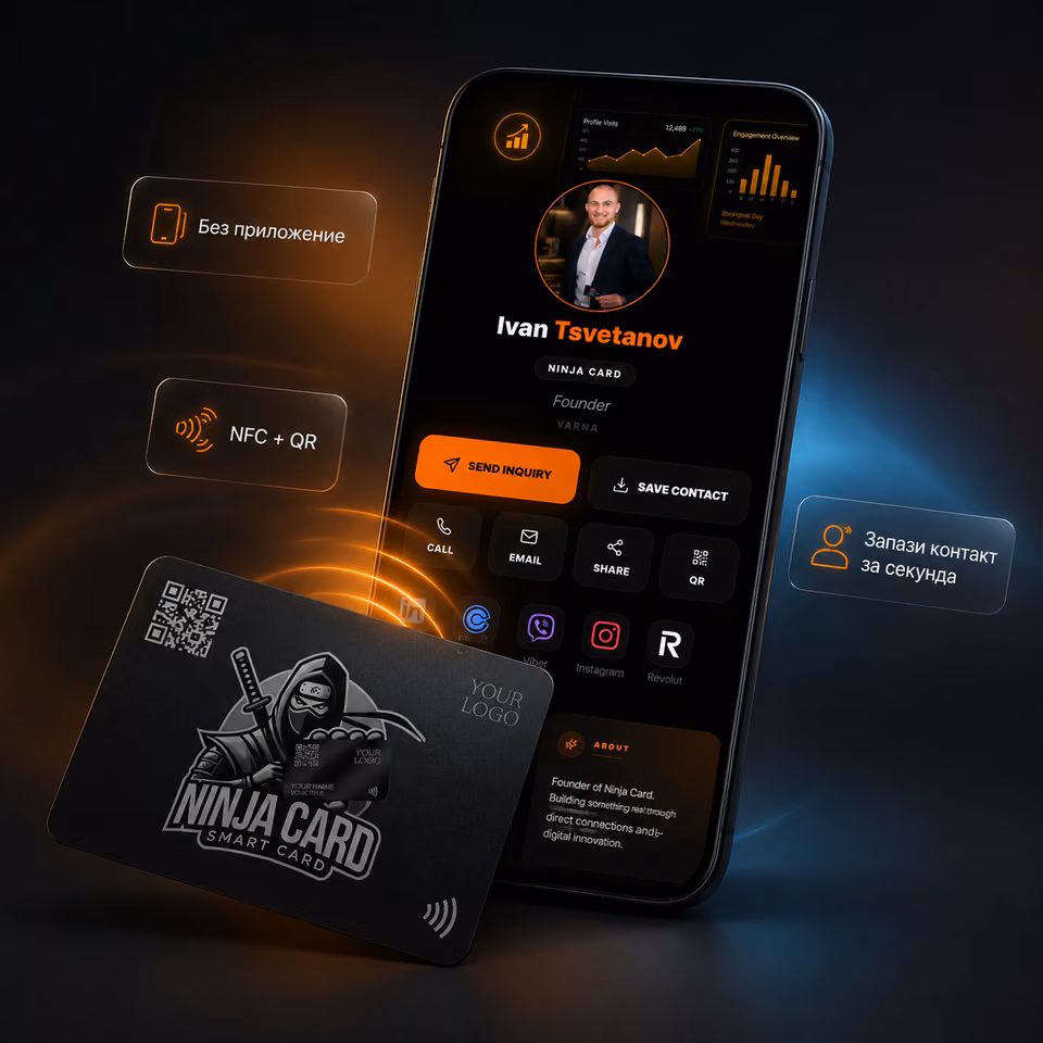 Ninja Card card and digital profile on phone